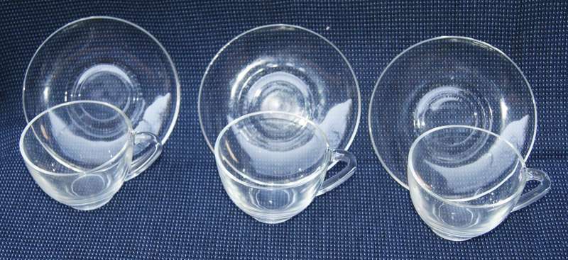 Arcoroc Clear Glass Cup & Saucer Set  Set of 3