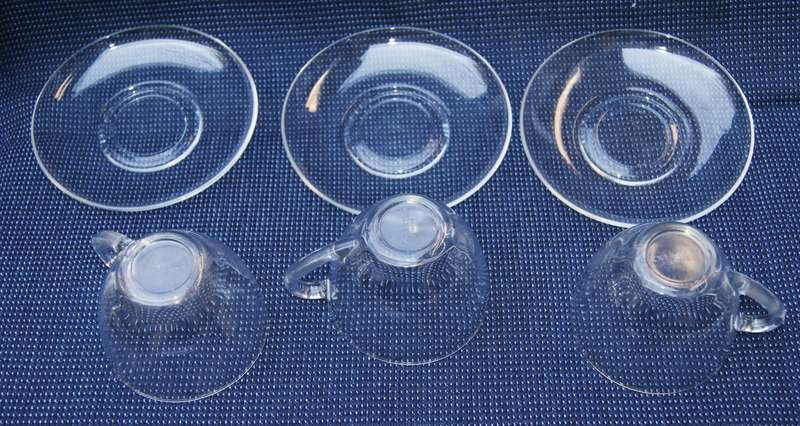 Arcoroc Clear Glass Cup & Saucer Set  Set of 3
