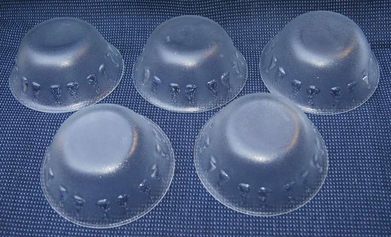 Set of 5 Vintage Moulded Glass Pudding Bowls  Textured Design