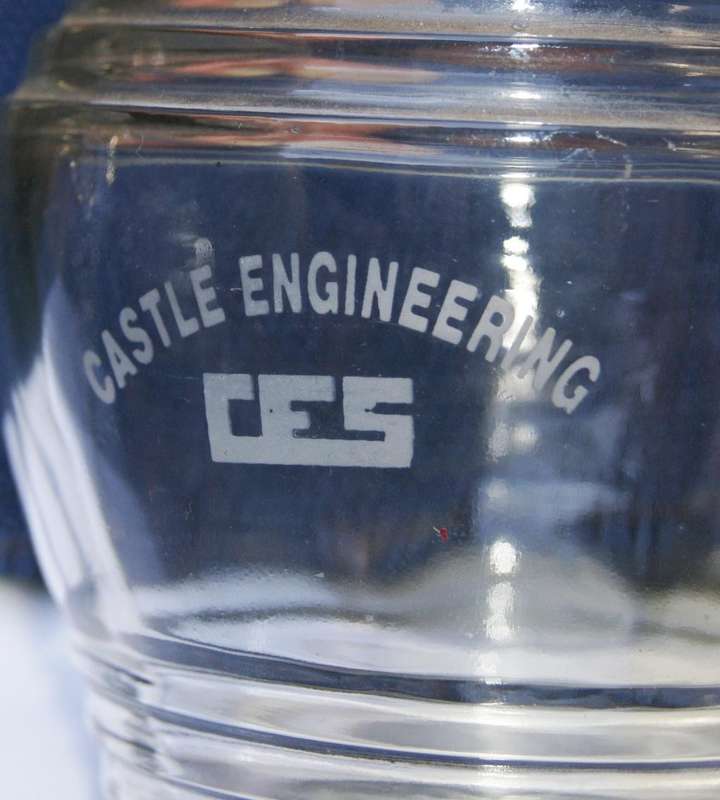 Vintage Castle Engineering Desk Water Bottle  Glass Carafe