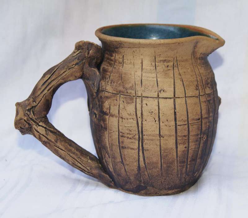 Rustic Stoneware Milk Jug  Rhino Relief Design