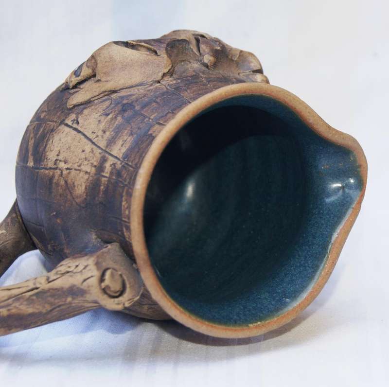 Rustic Stoneware Milk Jug  Rhino Relief Design