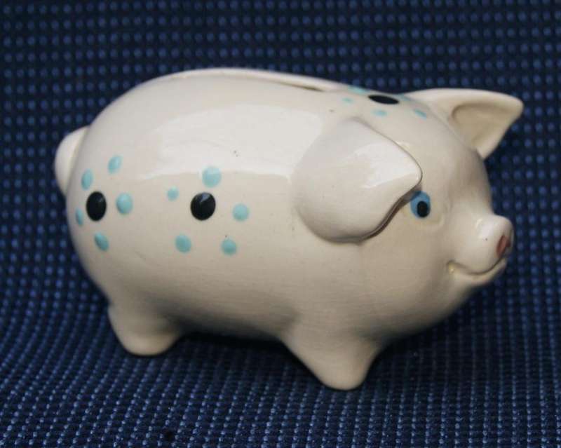 Porcelain Piggy Bank  Polka Dot Design