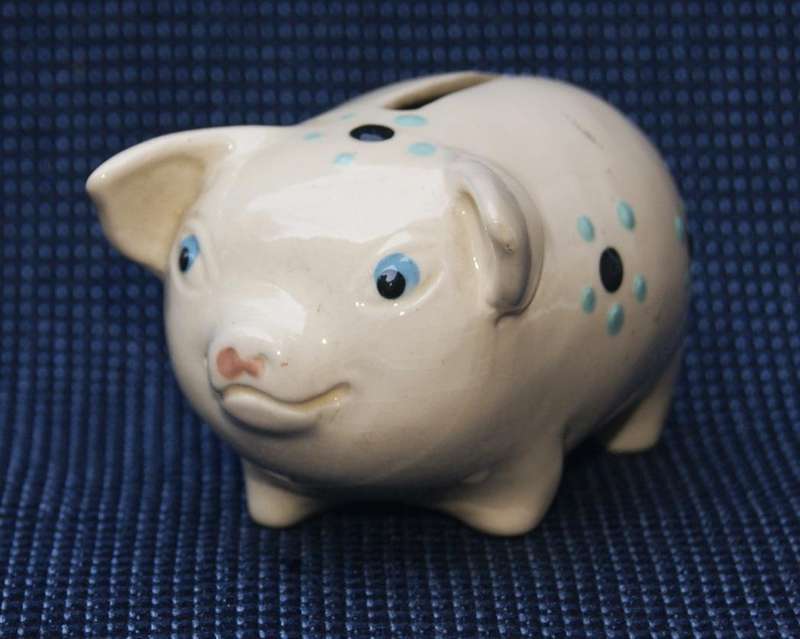Porcelain Piggy Bank  Polka Dot Design