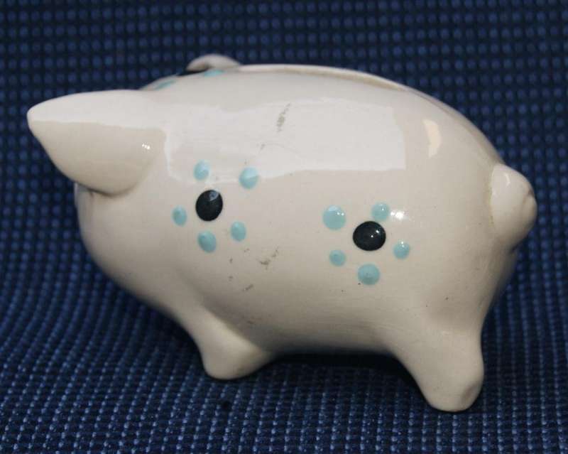 Porcelain Piggy Bank  Polka Dot Design