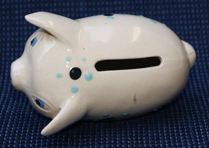 Porcelain Piggy Bank  Polka Dot Design