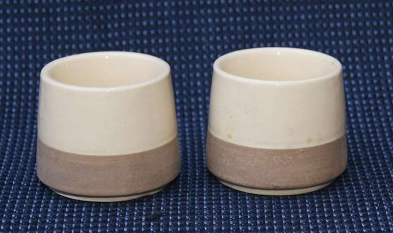 Pair of Woolworths Ceramic Egg Cups  Two-Tone Stoneware