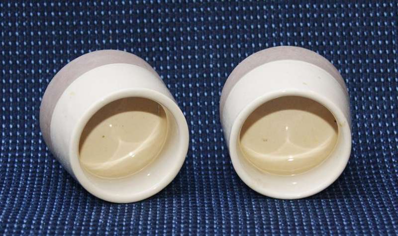 Pair of Woolworths Ceramic Egg Cups  Two-Tone Stoneware
