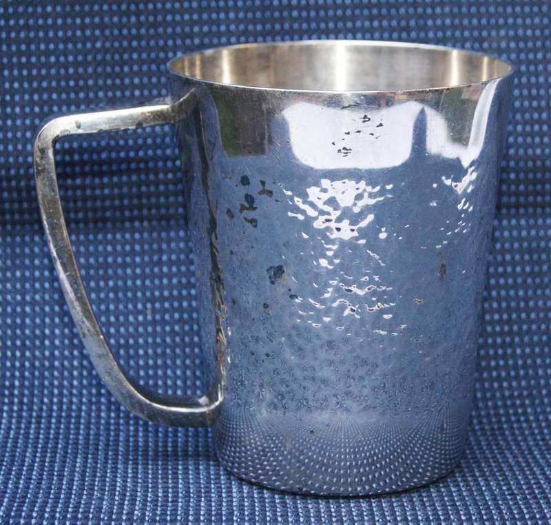 Rhodesian Industrial Metal Products Hammered Silver-Plated Beer Mug