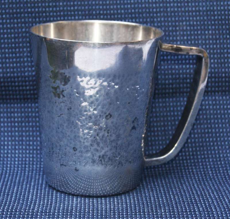 Rhodesian Industrial Metal Products Hammered Silver-Plated Beer Mug