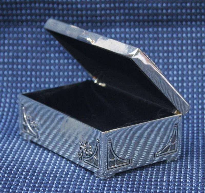 Silver-Plated Trinket Box with Black Velvet Lining