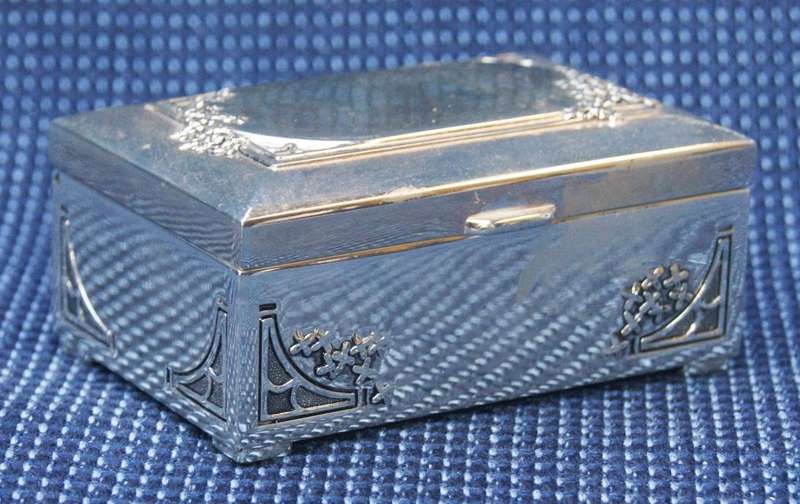 Silver-Plated Trinket Box with Black Velvet Lining