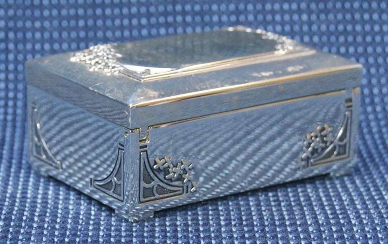 Silver-Plated Trinket Box with Black Velvet Lining