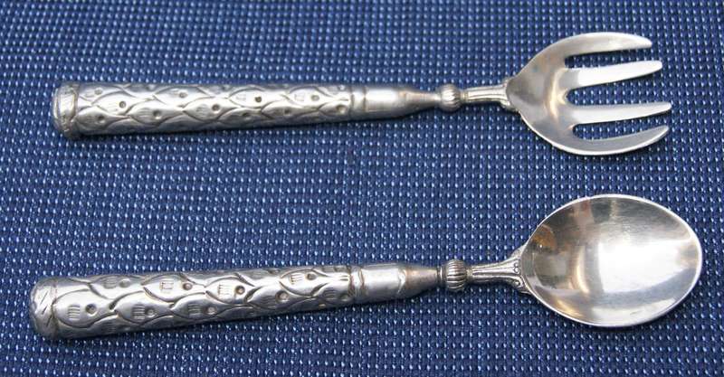 Functional Art Salad Serving Set  Ornate Handles