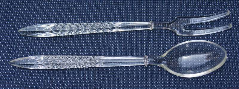 Vintage Pressed Glass Salad Server Set