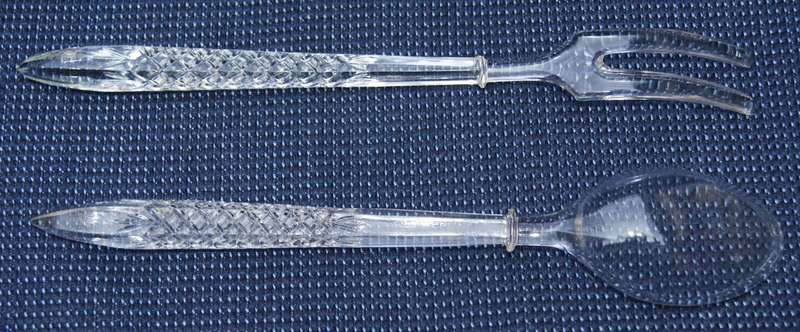 Vintage Pressed Glass Salad Server Set
