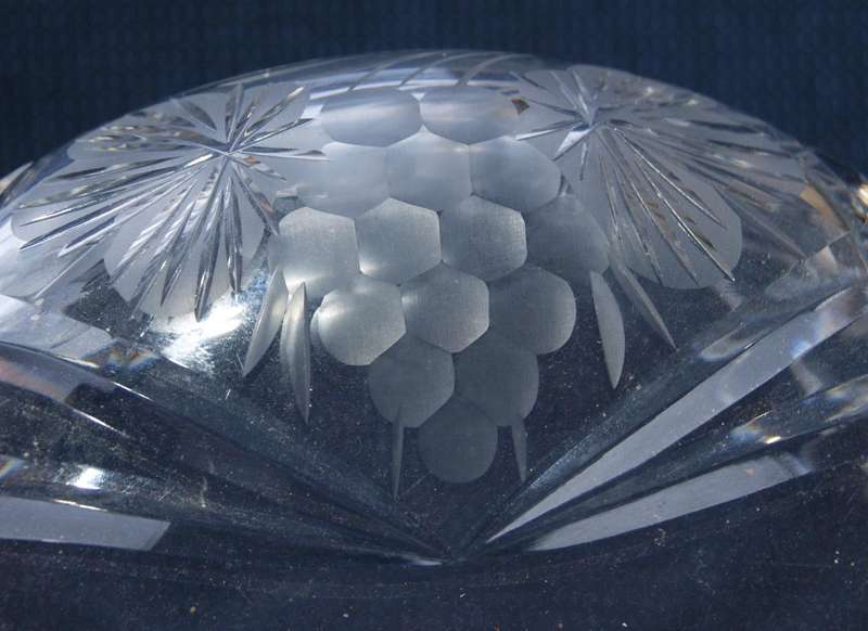 Hand-Cut Crystal Bowl  Grape & Starburst Pattern