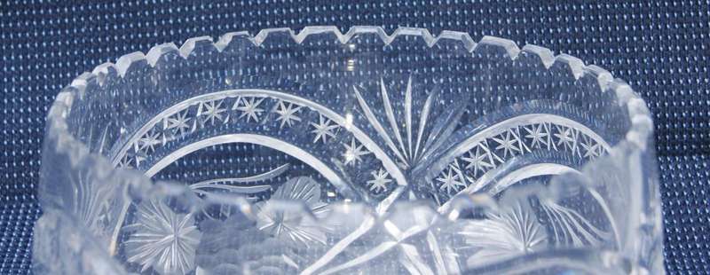 Hand-Cut Crystal Bowl  Grape & Starburst Pattern
