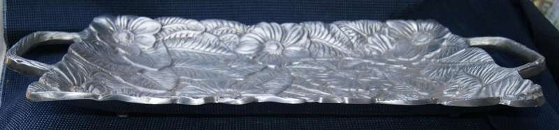 Vintage Metal Alloy Floral Tray  Ornate Serving or Display Piece