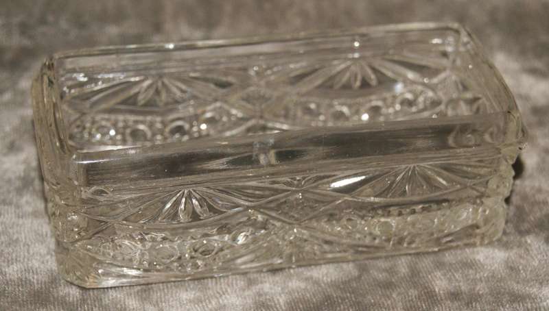 Vintage Pressed Glass Dressing Table Dish with Silver Plated Lid