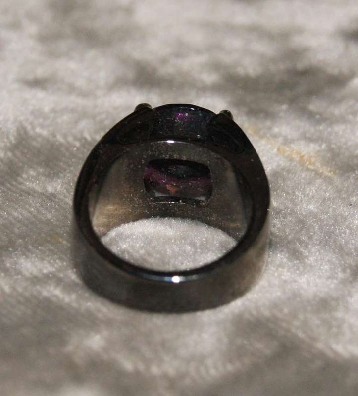 Vintage Metal and Purple Stone Costume Jewellery Ring