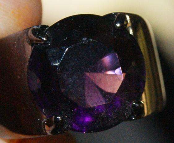 Vintage Metal and Purple Stone Costume Jewellery Ring