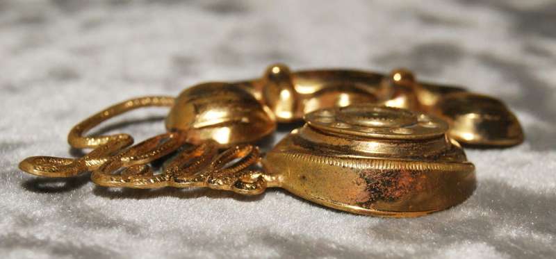 Gold Coloured Telephone Brooch