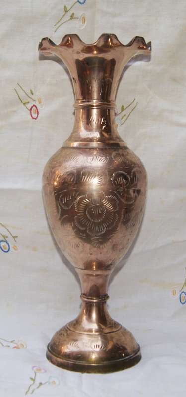 Brass Hand Etched Vase