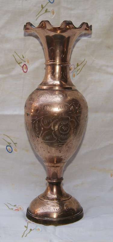 Brass Hand Etched Vase