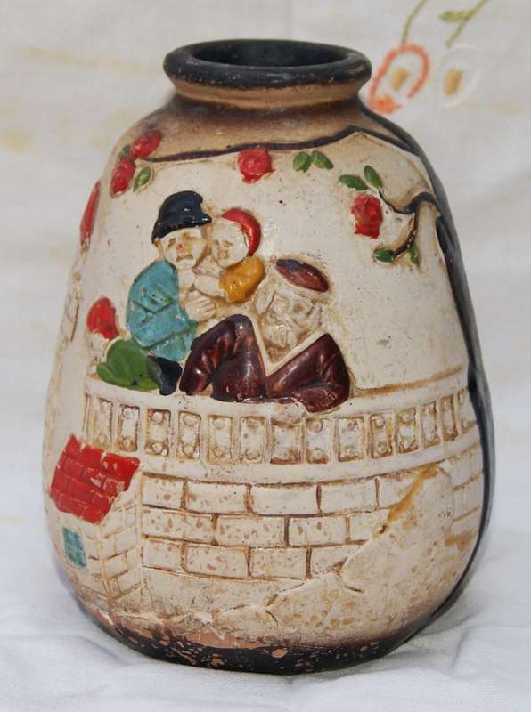 Vintage Chalkware Christmas Vase