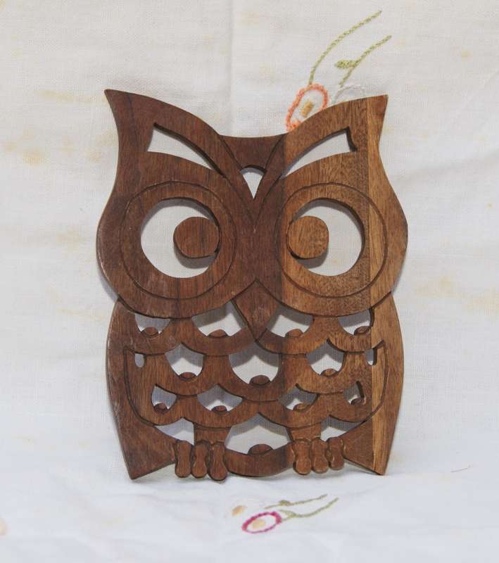 Hand Carved Wooden Owl