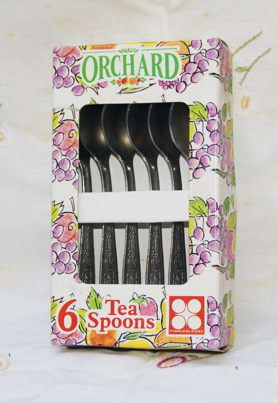 Set of 6 Orchard Stainless Steel Teaspoons in Original Box (unused)