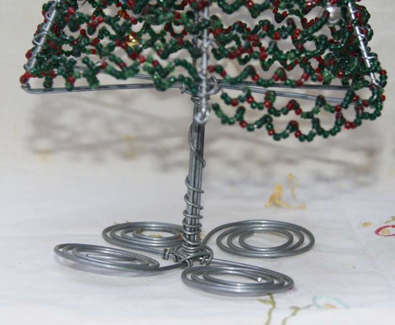 Pair of Beaded Christmas Trees