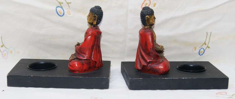 Pair of Asian Buddha Votive Holders
