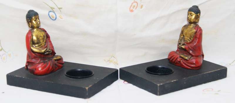 Pair of Asian Buddha Votive Holders