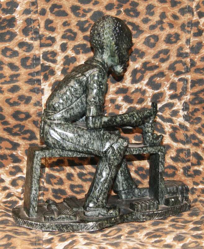 Carved Soapstone Old African Man/ Cobbler at Work