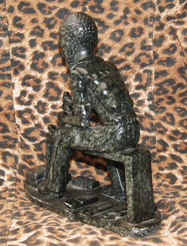 Carved Soapstone Old African Man/ Cobbler at Work