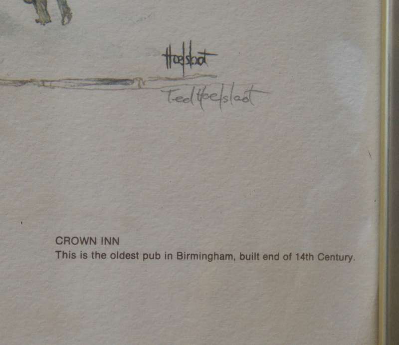 Ted Hoefsloot (1930 - 2013) "Crown Inn" - Birmingham Signed Print