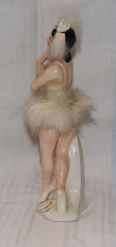 Vintage German Gilt and Feathered Hand Painted Ballerina Figurine