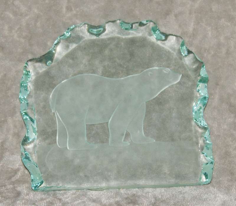Hand crafted Swedish glass ornament with polar bear