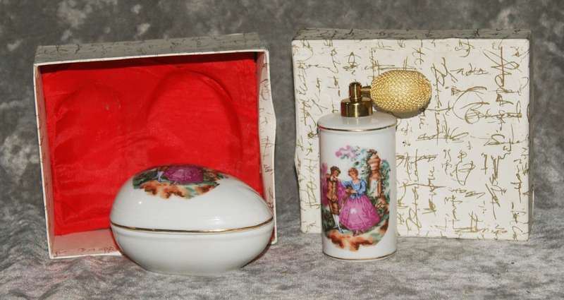 Vintage porcelain dressing table set in original box