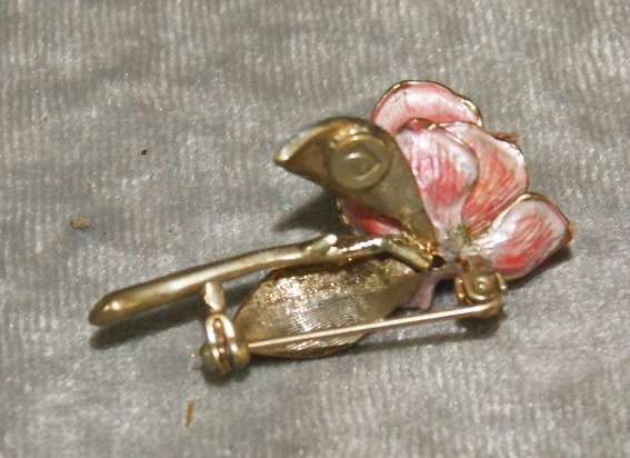 Vintage Pierre Cardin enameled rose brooch in original box@@ CCRRAAZZYY R1 START