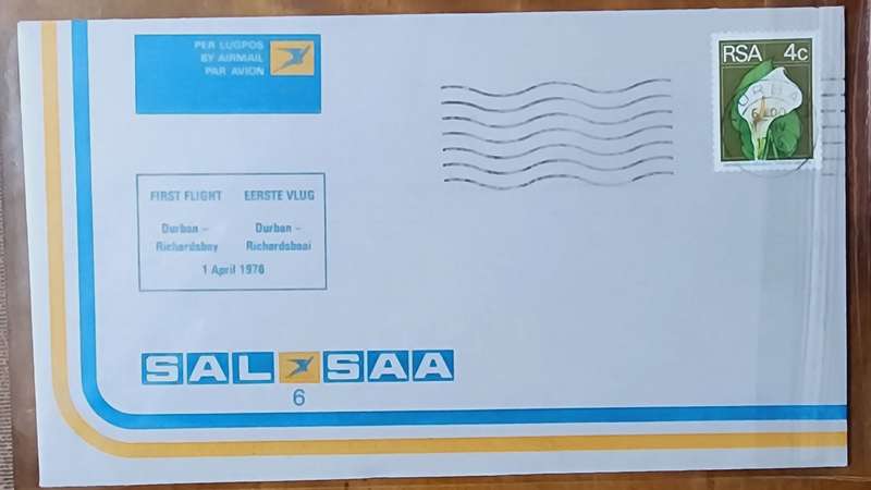 SAA FDC NO#6 DURBAN - RICHARDSBAY 1976