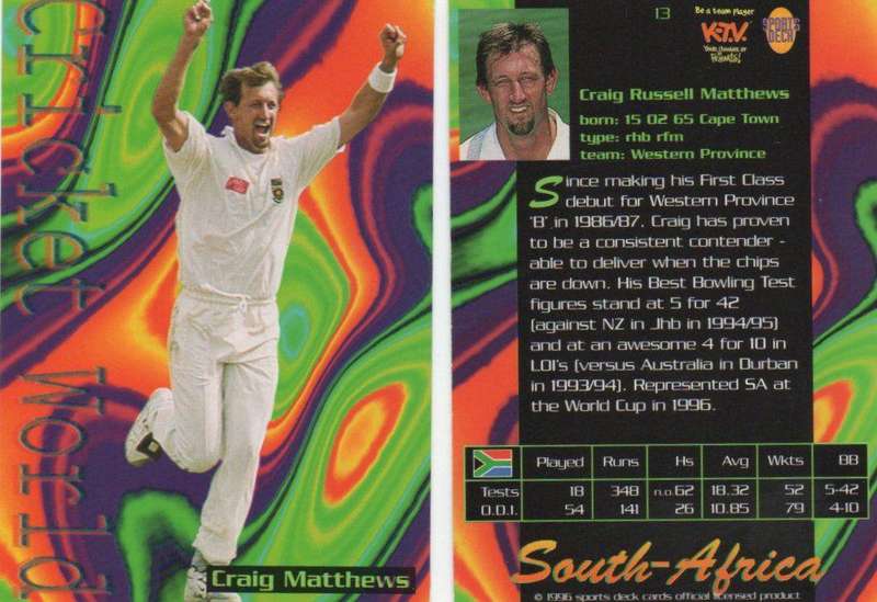 Craig Matthews 1996 Sports Deck #13