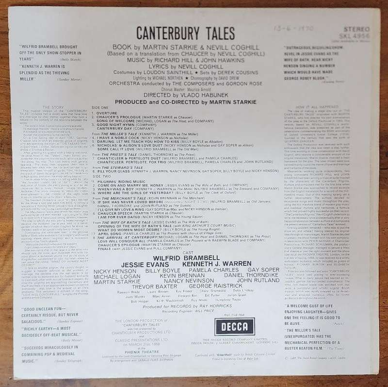 Canterbury Tales: Vinyl L Original London Cast Recording:  Stereo - Very-Good+ Quality (VG+)