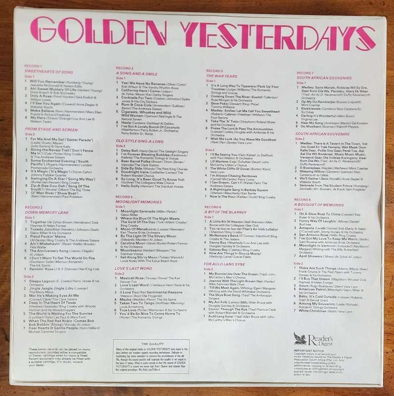 Golden Yesterdays LP Box Set 8 Records Very Good Condition VG+