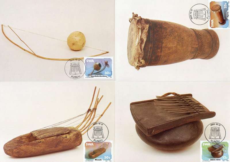 SWA Maxi Cards Indigenous Traditional Musical Instruments Set of 4 1985