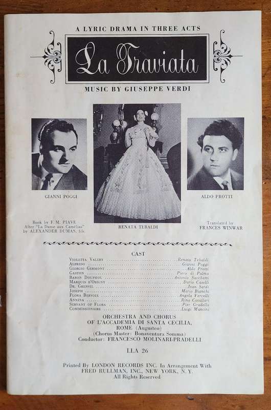 Verdi - La Traviata - Renata Tebaldi, Gianni Poggi, Aldo Protti  3 x Vinyl LP Record Box Set (VG)