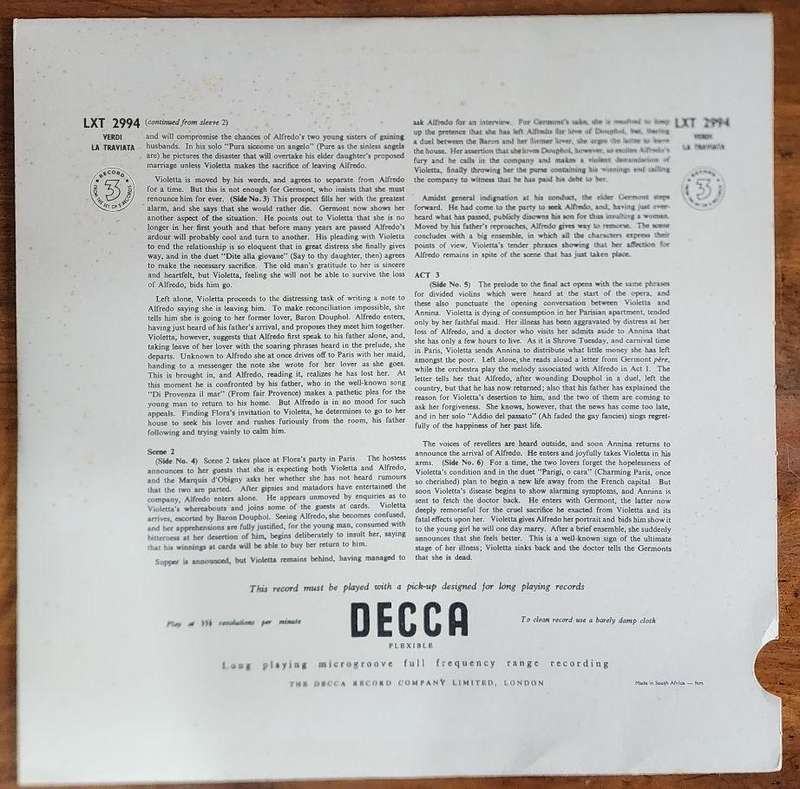 Verdi - La Traviata - Renata Tebaldi, Gianni Poggi, Aldo Protti  3 x Vinyl LP Record Box Set (VG)