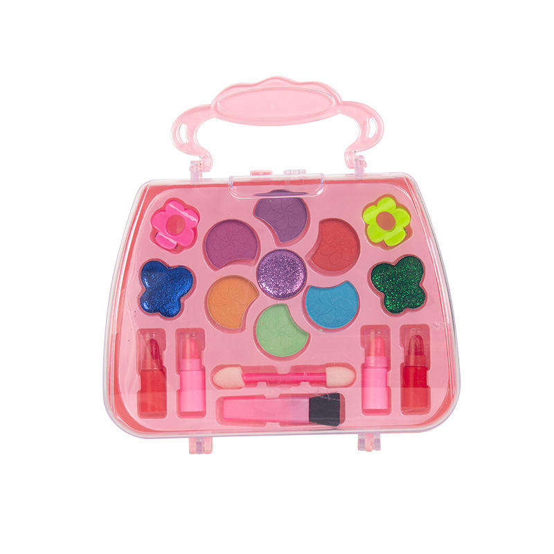 Kids Fashion Makeup Kit  Washable Pretend Play Set with Lipsticks, Eye Shadows & Applicators